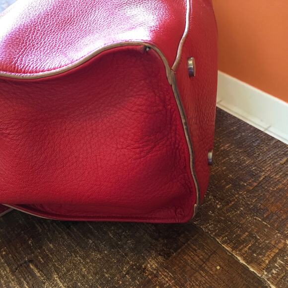 Charles Jourdan Red Pebbled Leather Large Shoulder Bag Purse Classic Vintage - Picture 8 of 12